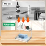 2-aukštų metalinis ištraukiamas lentynėlių organizatorius - Image 2