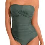 Vientisas maudymosi kostiumėlis be petnešėlių