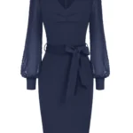 Elegantiška tamsiai mėlyna suknelė